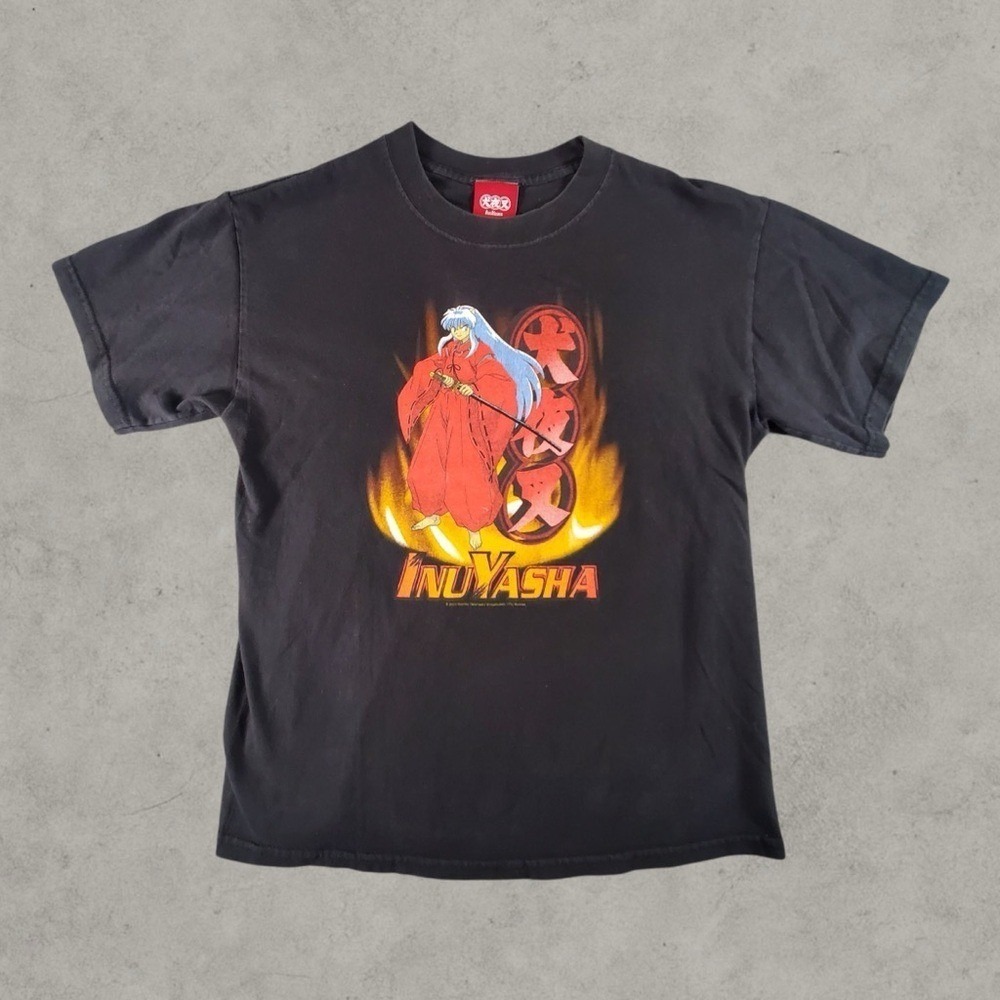 Vintage Inuyasha Shirt Mens Medium Black Y2K 2003 Japanese Anime Movie TV Rare